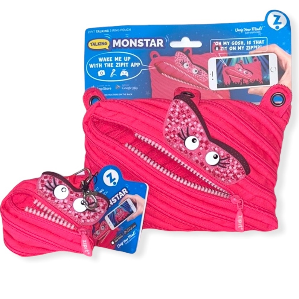 Zip-It App Talking Monstar • Pink Pencil Case & Matching Mini Coin Pouch